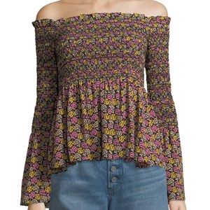 A.L.C. Floral Off the Shoulder Smocked Blouse